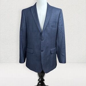 Jos. A. Bank‎ Wool Cashmere Sport Coat Blazer Jacket Men 41R Blue Slim Fit Check